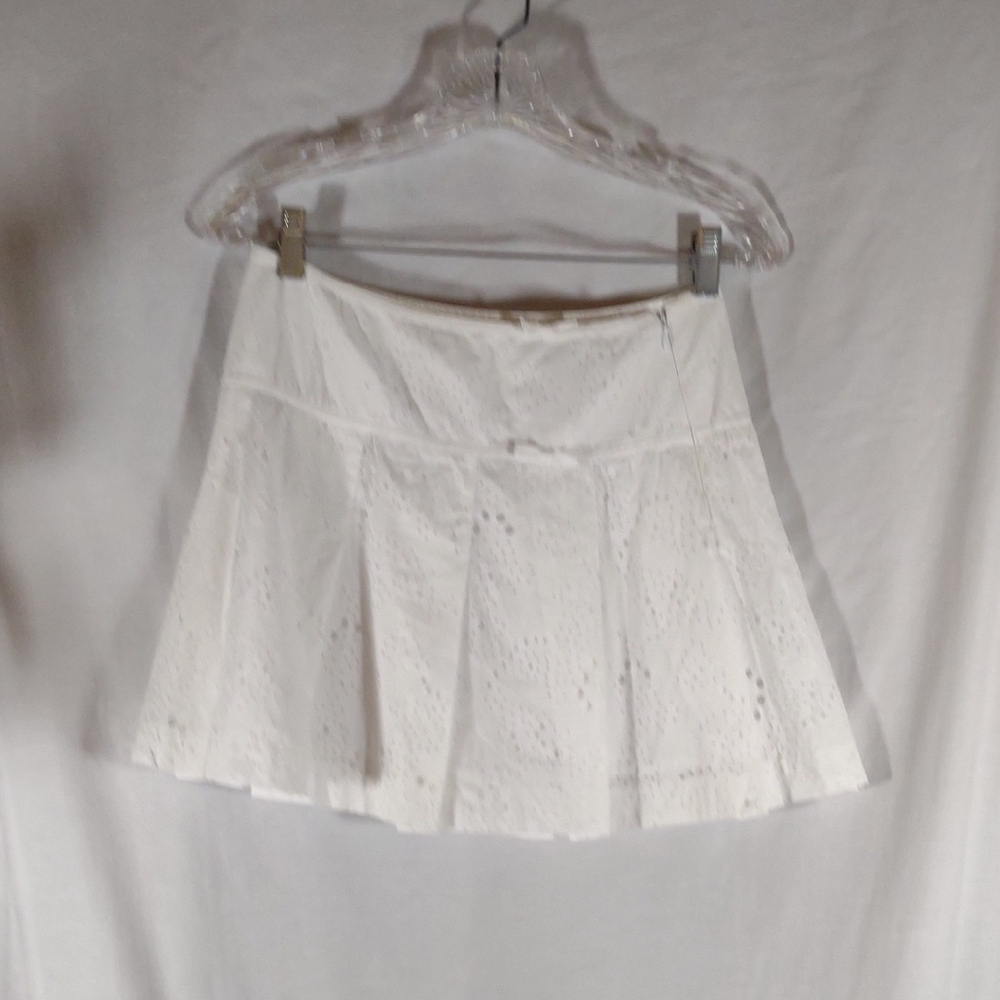 J. Crew White Cutout Pleated Mini Skirt - Size 2